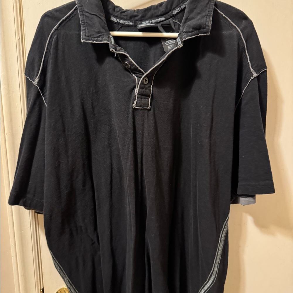 Harley-Davidson Black Polo with White Stitching